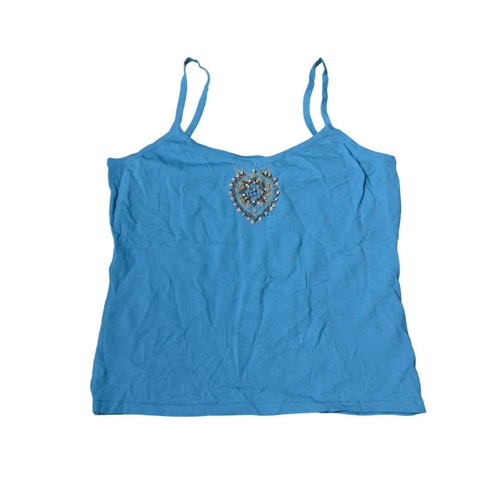Michelle Nicole Turquoise Blue Beaded Knit Cami Top